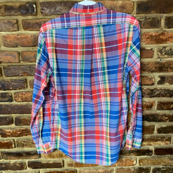 Ralph Lauren Custom Fit Rainbow Plaid Long Sleeve Button Down Shirt Size Medium - Picture 5 of 5
